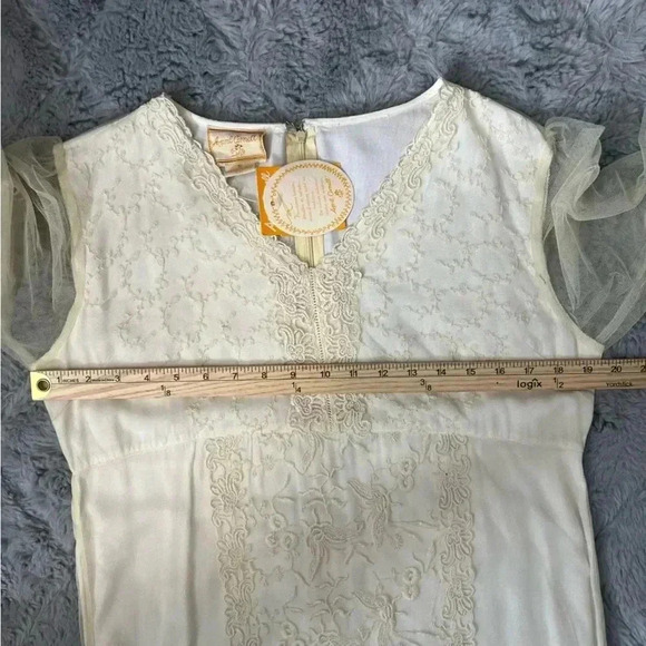 Vintage 90s April Cornell Lace Midi Dress Small RARE In Ivory Cream NWT - Picture 7 of 15